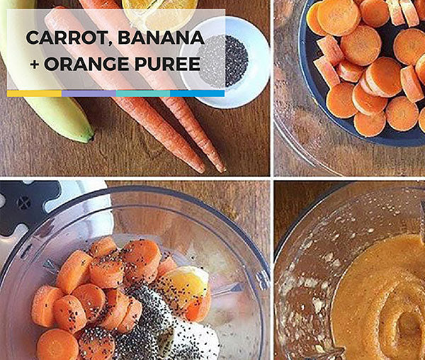 Carrot, Banana, and Orange Baby Puree