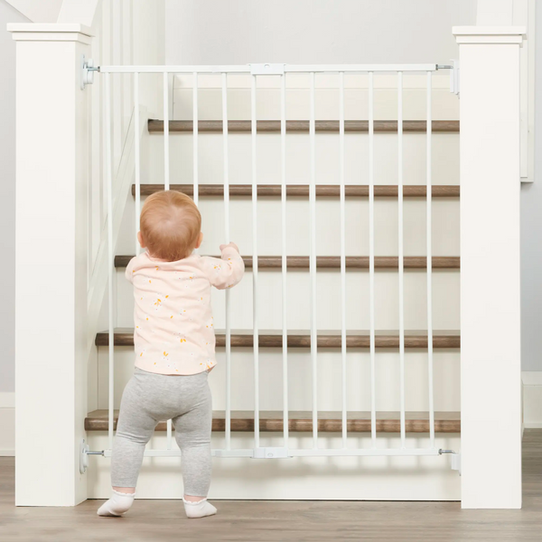 Extra Tall Top of Stairs Gate - Hardware Mounted - White