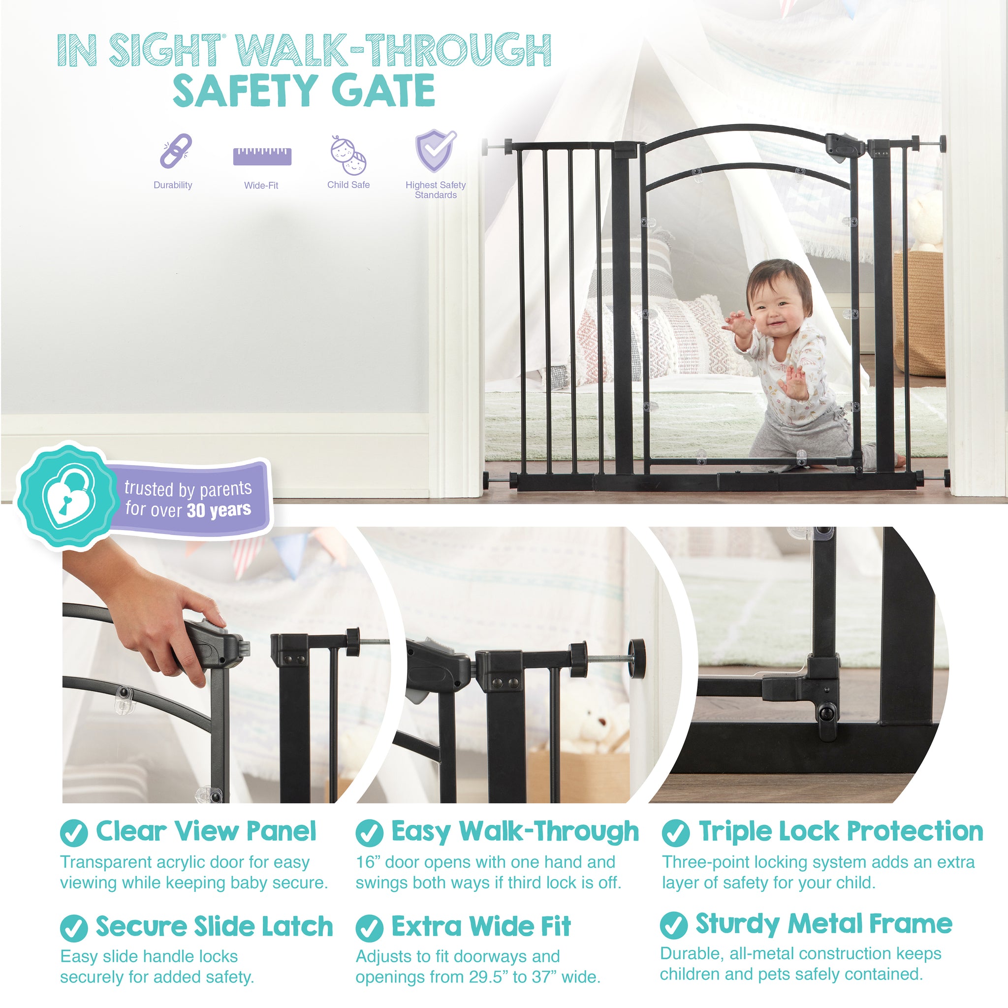 summer infant extra wide walk through gate In Sight® Walk-Through Safety Gate