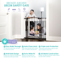 bronzed arched decor safety gate features