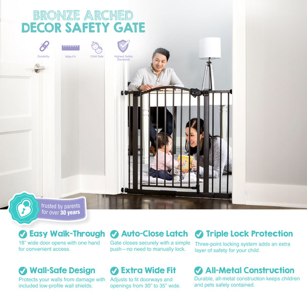 summer infant metal expansion gate instructions Bronze Arched Decor Safety Gate