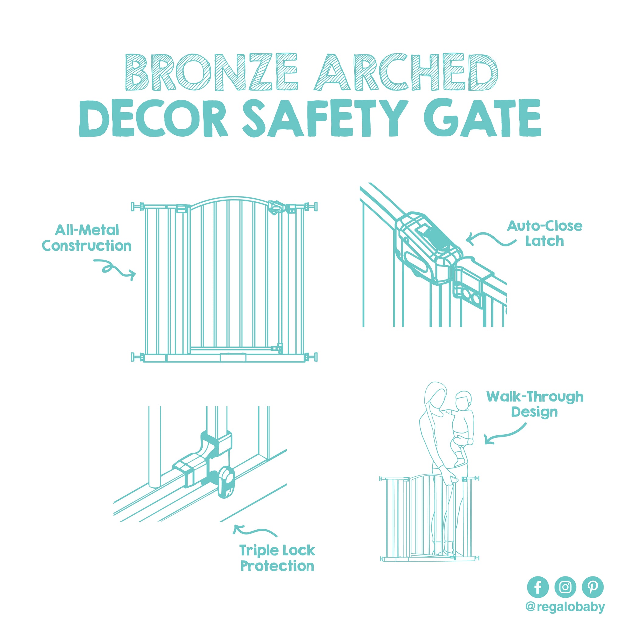 summer infant bronze deco gate Bronze Arched Decor Safety Gate