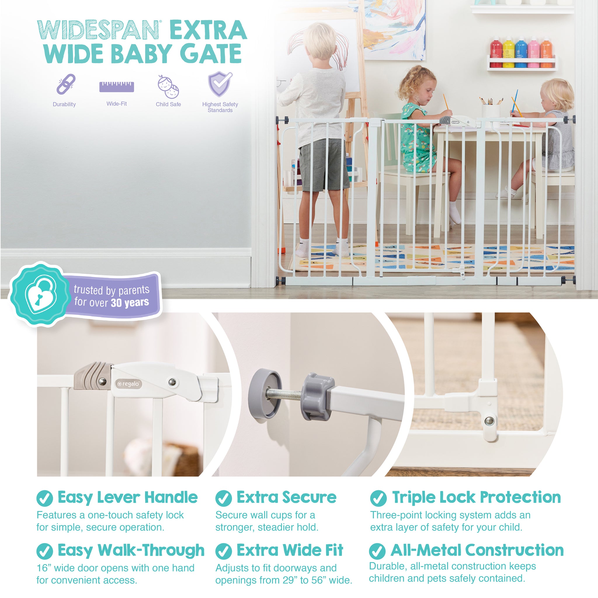 Widespan® Extra Wide Baby Gate | Regalo Baby