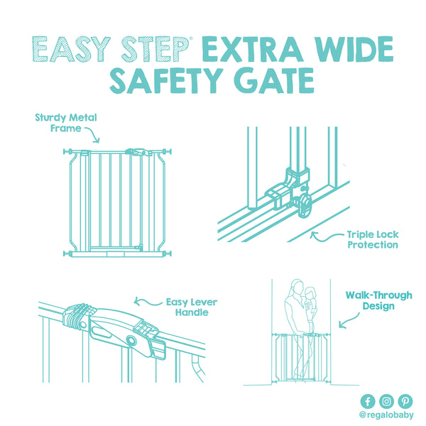 Easy Step® Extra Wide Black Safety Gate | Regalo Baby