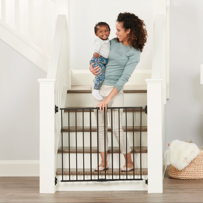 Top of Stair Baby Gate - Hardware Mounted - Black