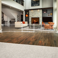 Baby gate set up in living room.