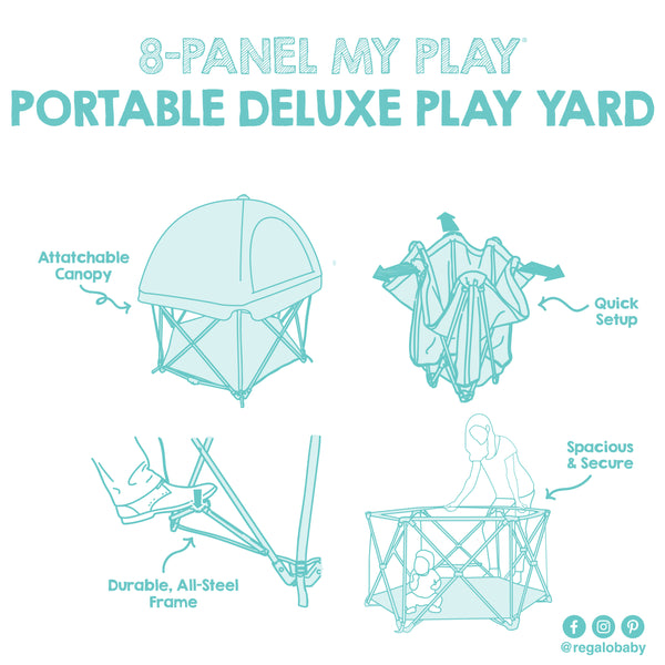 summer infant pop n play deluxe playard with full canopy Eight Panel My Play® Deluxe Portable Play Yard