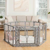 Regalo 2-in-1 Play Yard and Safety Gate with Door - Gray