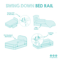 swing down bed rail features