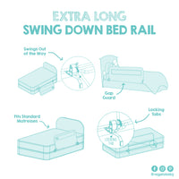 swing down bed rail features