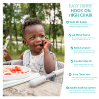 hook-on high chair features
