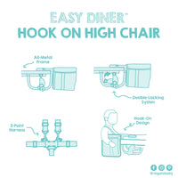 hook-on high chair features