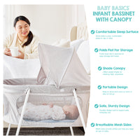 bassinet with canopy features