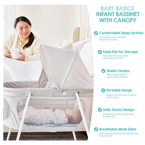 Basenet Baby Basics® Infant Bassinet with Canopy