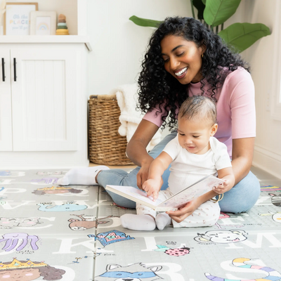 Mom and Baby Reading on My Play Mat