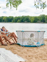 6-panel My Play Portable Play Yard® with Pad at the beach