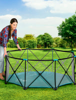 Woman sets up Eight Panel My Play® Deluxe Portable Play Yard