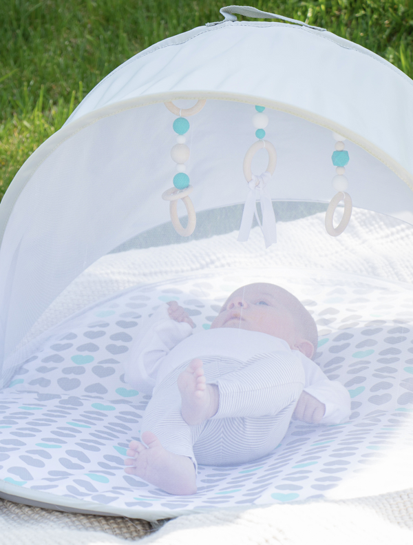 Baby Basics™ Foldable Infant Play Mat with netting in place